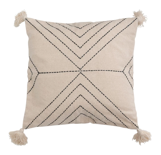 *DISCOUNTED-MISSING TASSELS* Pillow w/ Embroidery