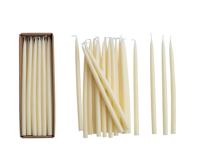 Cream Thin Taper Candles - SET OF 6