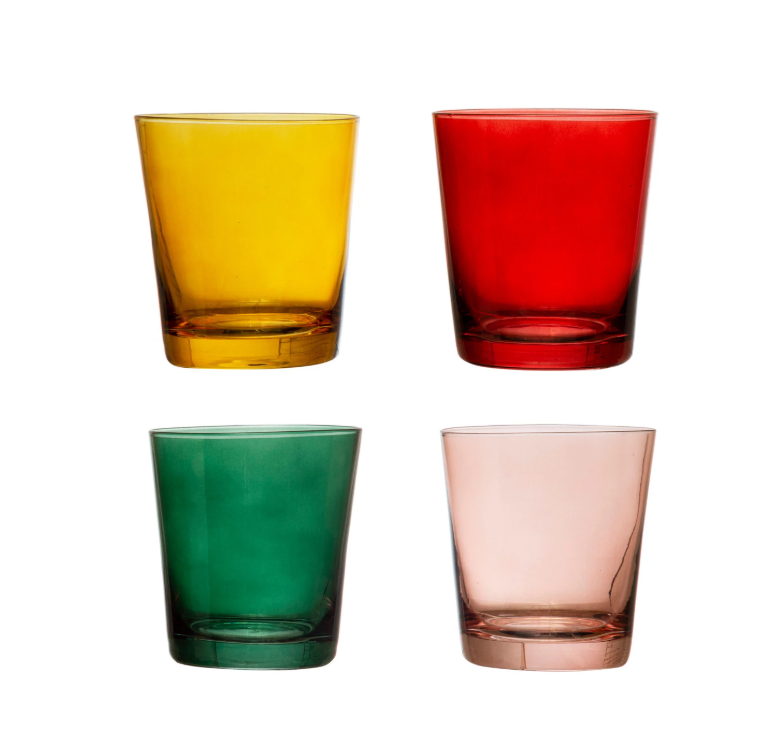 Yellow Low Ball Drinking Glass