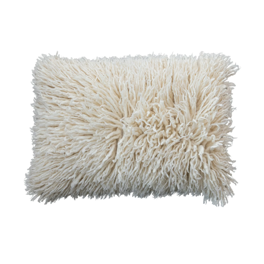 Woven New Zealand Wool Shag Lumbar Pillow
