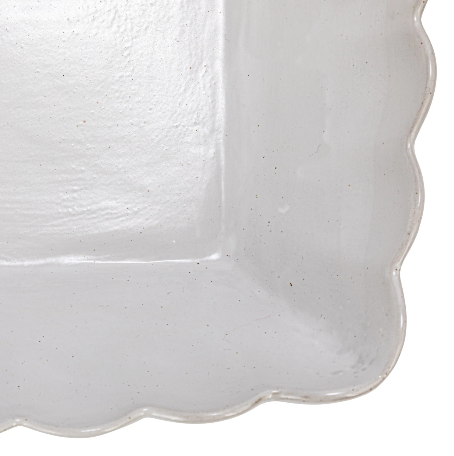Scalloped Edge Stoneware Serving Dish - MD