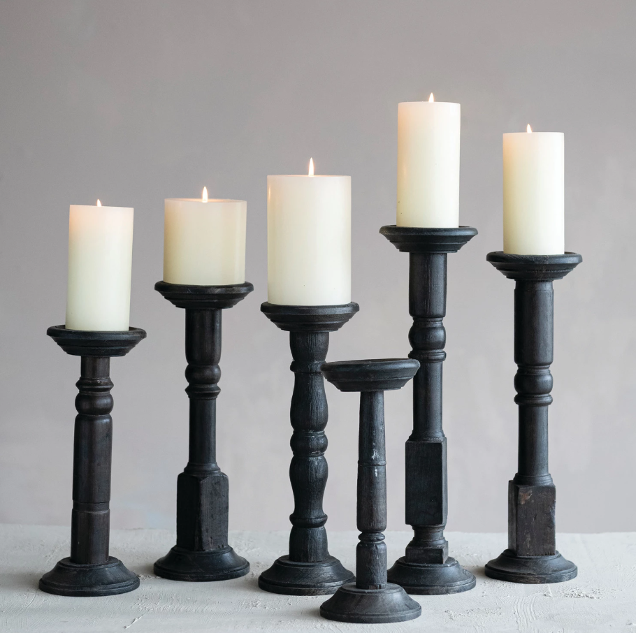 13.5" Found Turned Wood Candle Holder