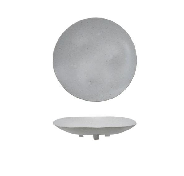Speckled Matte Cream Footed Platter