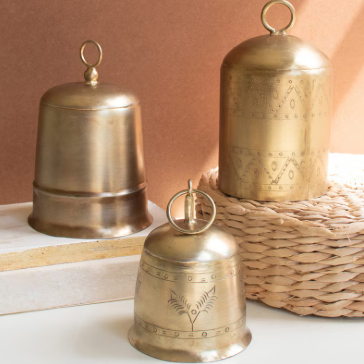 Antique Etched Brass Bell - MD
