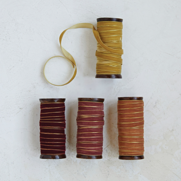 10 YD Velvet Ribbon on Spool - 4 COLORS