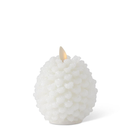 4.5" White Snowy Pinecone Luminara Candle