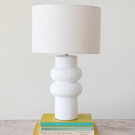 Stoneware Table Lamp W/ Linen Shade