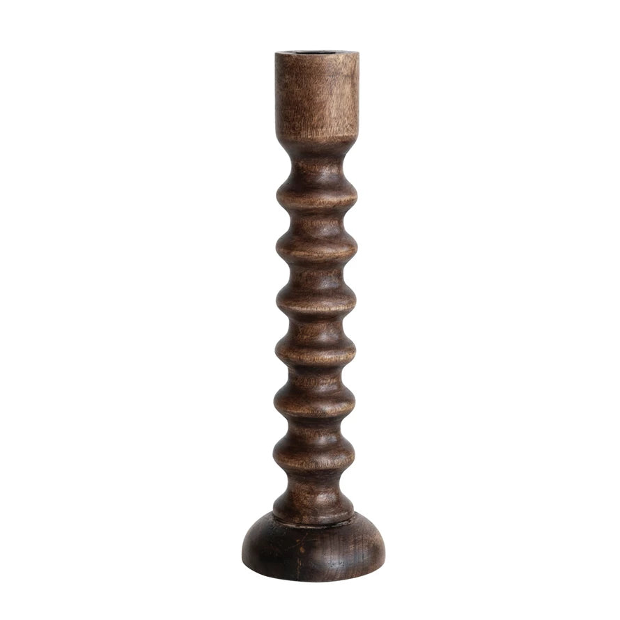 17” Hand Carved Mango Candle Holder