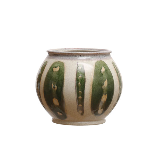 11-1/2” Stoneware Vase Green