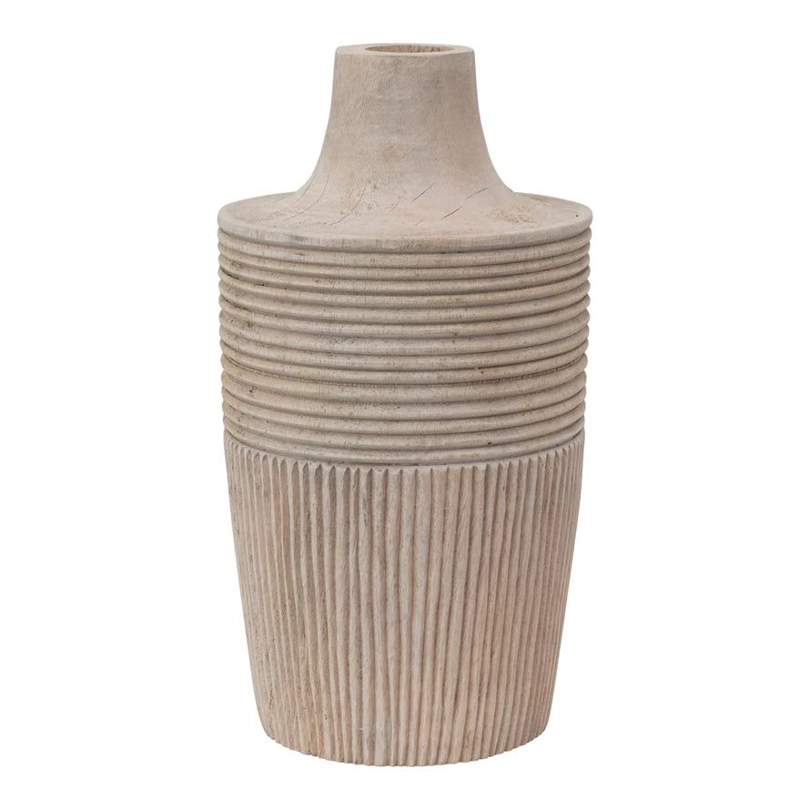 8”round Wood Vase