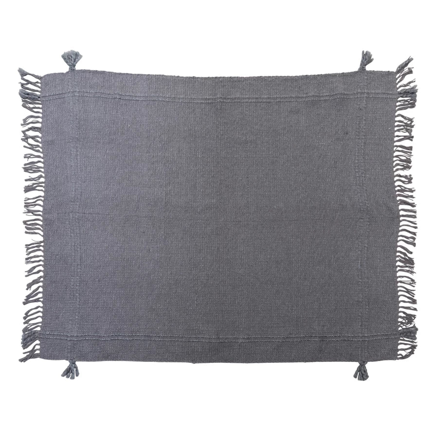 Dark Grey Throw w/ Fringe