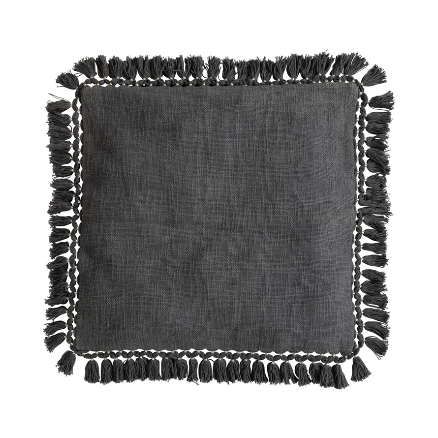 Charcoal Pillow w/ Tassels