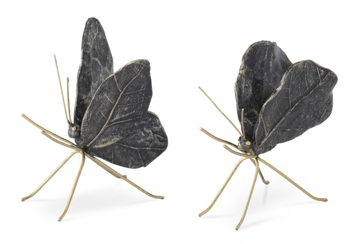 Black & Gold Resin Leaf Wing Butterflies - 2 STYLES