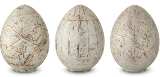 7" Burnt Rustic Champagne Etched Glass Eggs