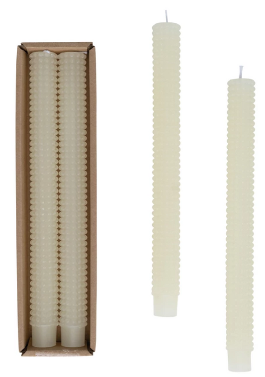 Cream Hobnail Taper Candles - SET OF 2