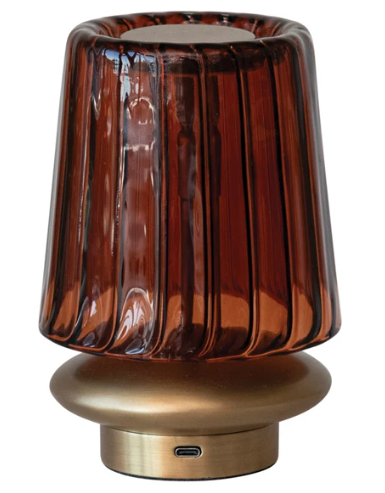 Recycled Glass & Metal Pleated LED Touch Lamp