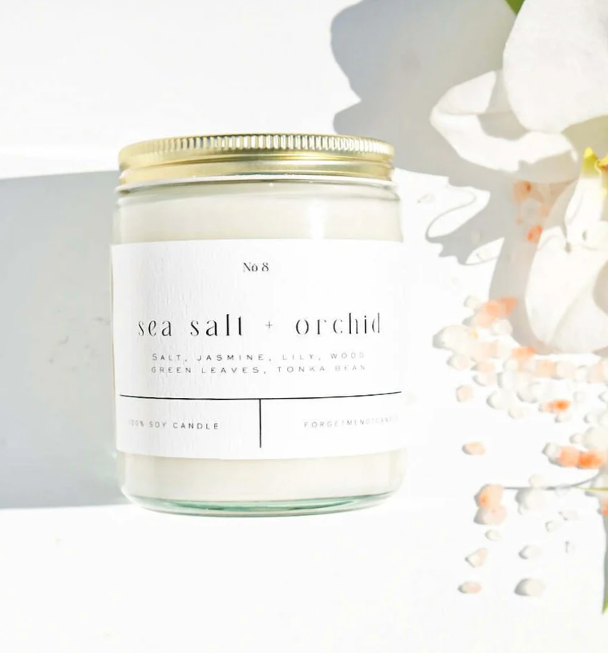 Sea Salt + Orchid 9oz Glass Candle