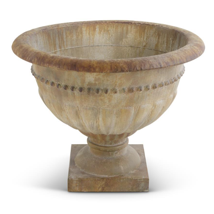 Embossed Rustic Metal Urn - Large