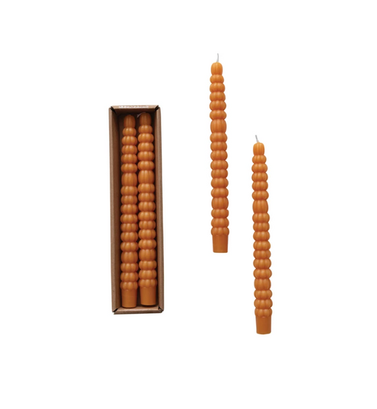 Orange Pumpkin Taper Candle - Set of 2