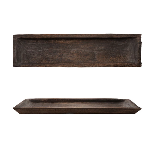 Paulownia Wood Tray w/ Walnut Finish