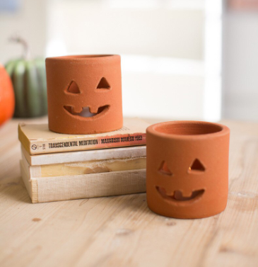 Short Terracotta Jack-O-Lantern
