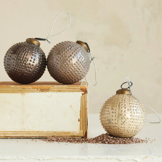 3" Hobnail Ball Ornament, 3 Colors