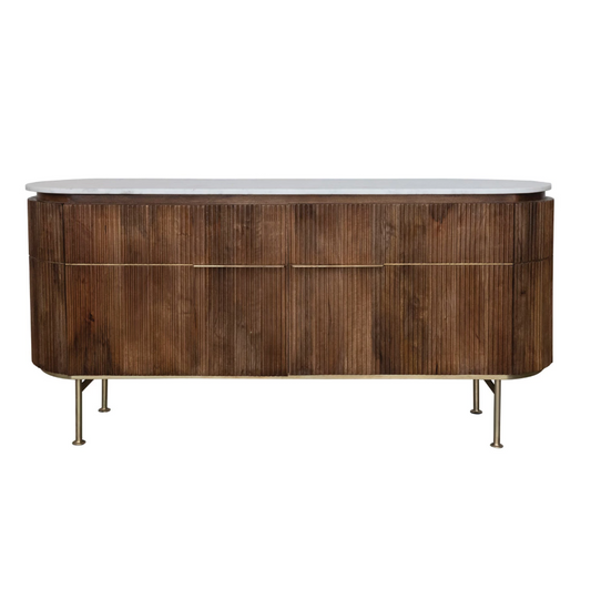 Mango Wood Console w/ Marble Top
