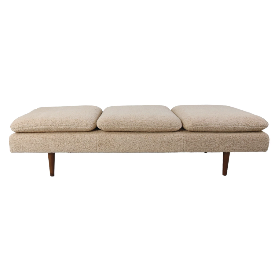 Bouclé Bench w/ Wood Legs