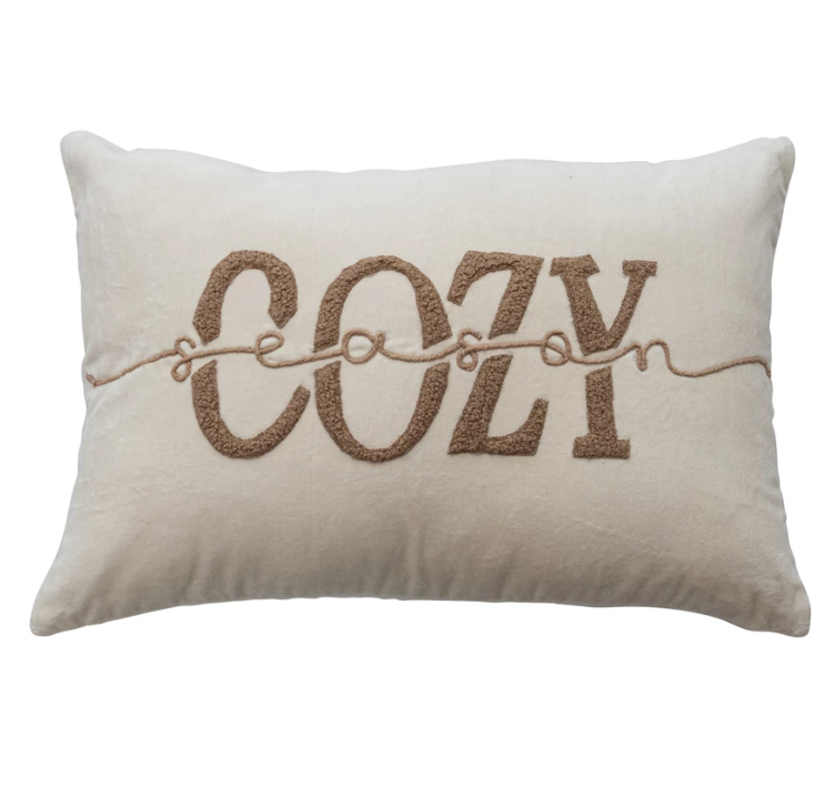 "Cozy Season" Velvet Lumbar Pillow