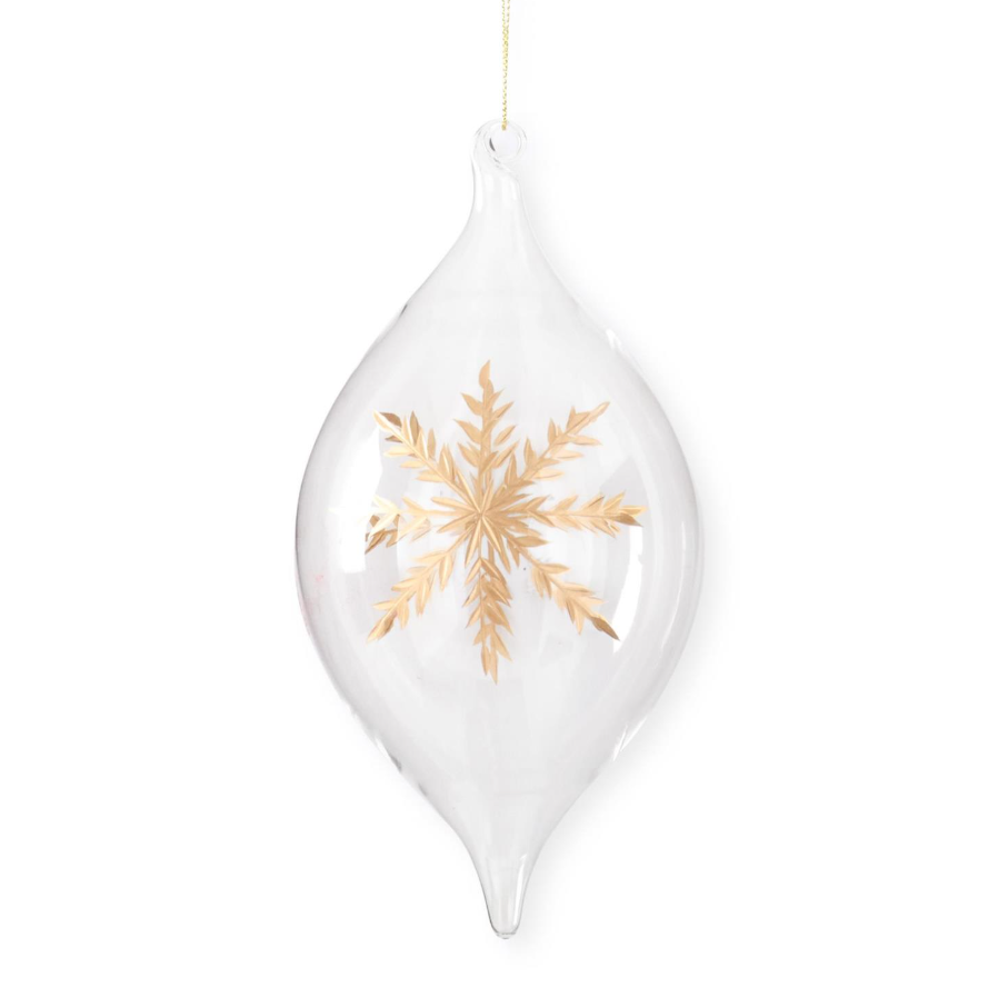 Glass Gold Etched Snowflake Ornament
