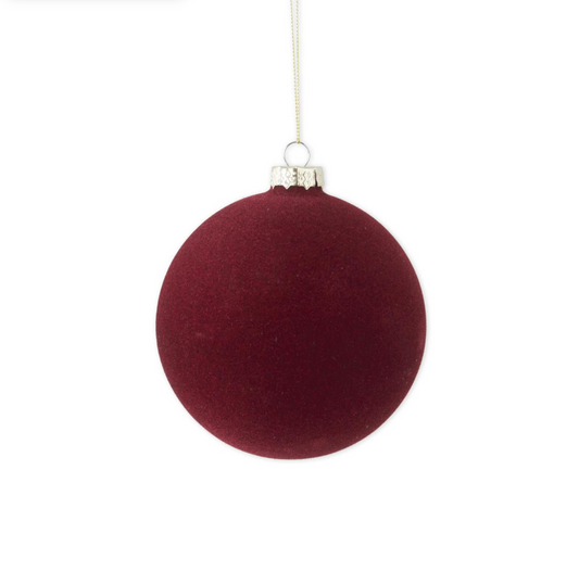 5" Glass Burgundy Velvet Ornament