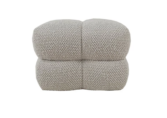 Bouclé Cream Upholstered Tufted Ottoman