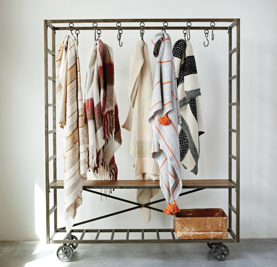 Metal Cart/Bench w/ Hooks