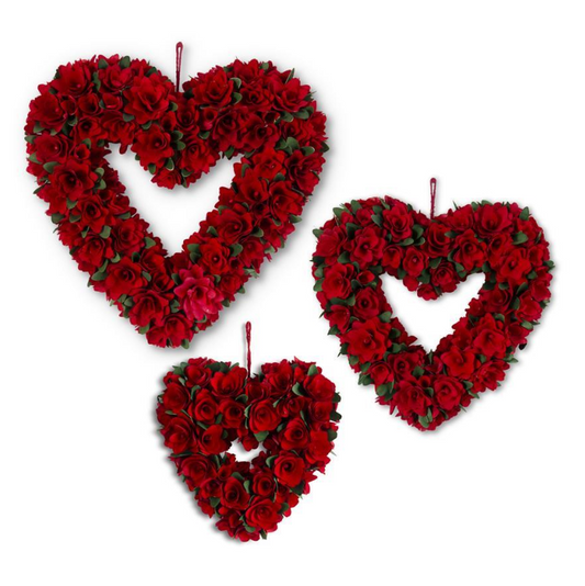 LG - Red & Green Wood Chip Heart Wreath