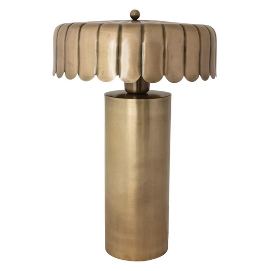 Antique Brass Table Lamp w/ Scalloped Shade
