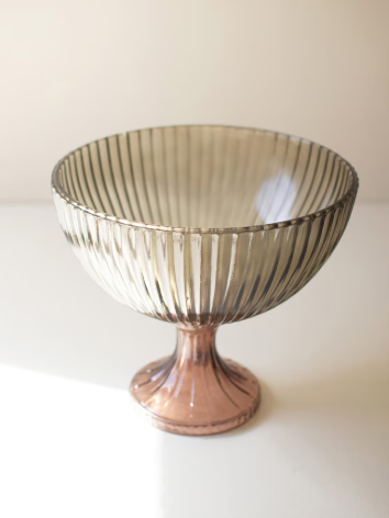 Ribbed Glass Compote Dish