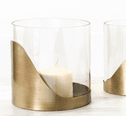 6.7" Glass Lantern w/ Brass Wrap