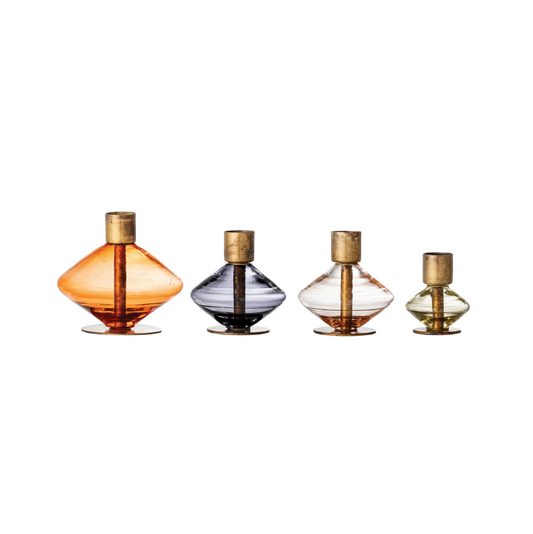 ANTQ Brass + Blown Glass Taper Holder