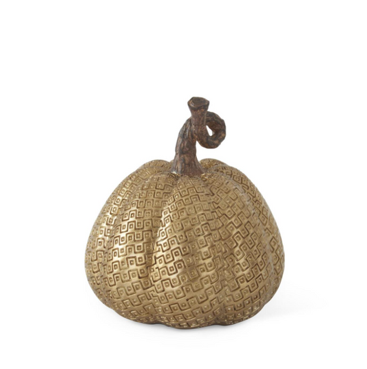 Gold Resin Embossed Pumpkin 5"