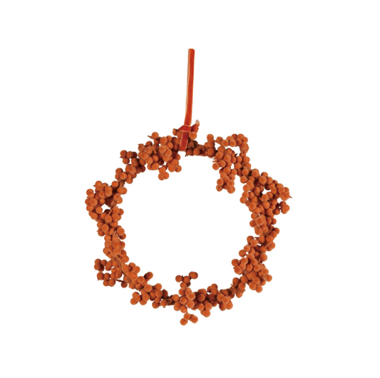 Orange Flocked Foam Ball Wreath