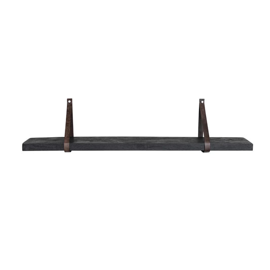 WOOD SHELF W LEATHER SUPPORTS