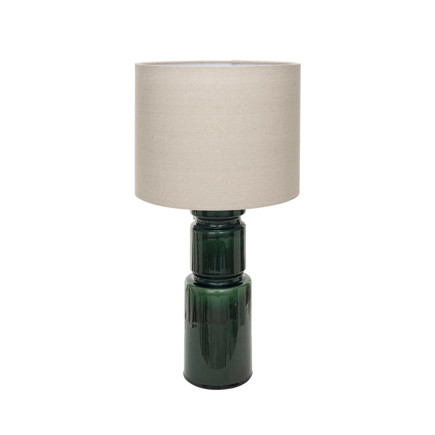 Green Table Lamp w/ Linen Shade