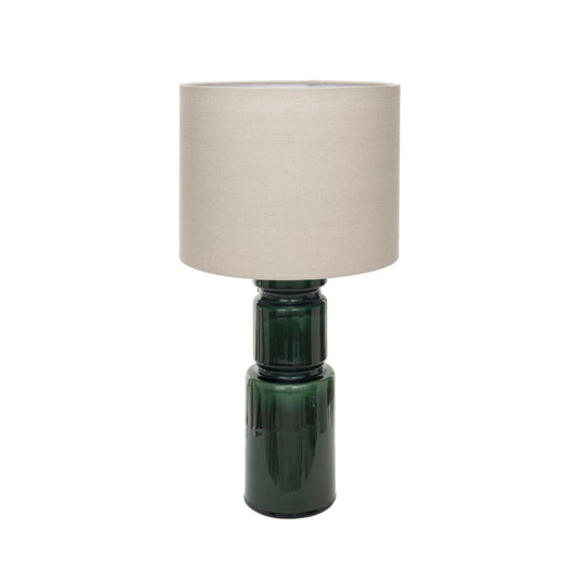 Green Table Lamp w/ Linen Shade