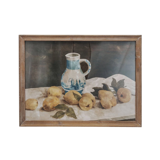 WOOD FRAME W/LEMONS&PITCHER