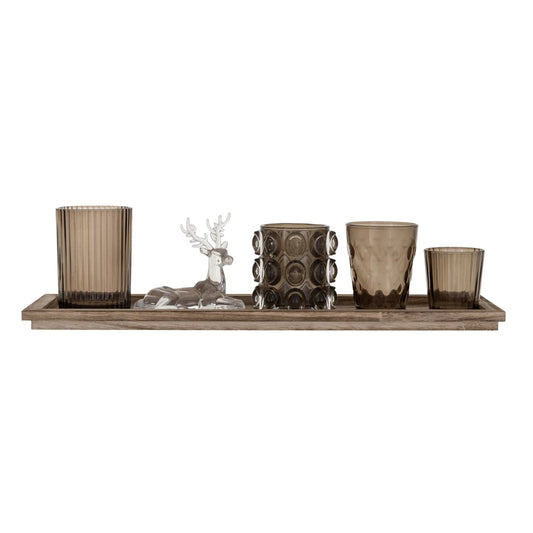 wood tray w/ tealights and Deer